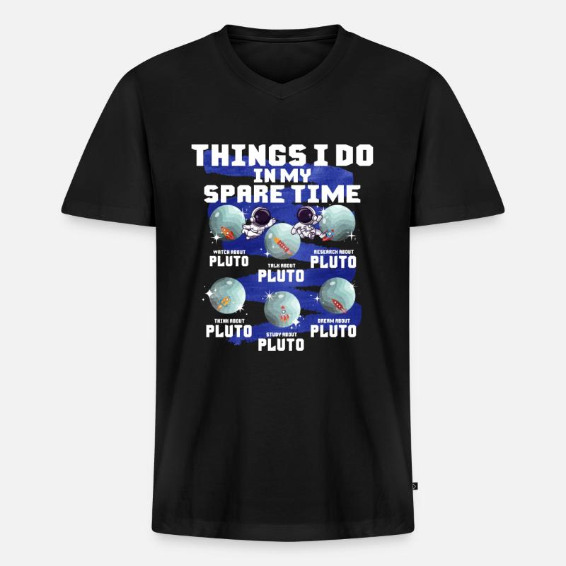 Pluto - Männer Premium Bio T-Shirt mit V-Ausschnitt - Schwarz