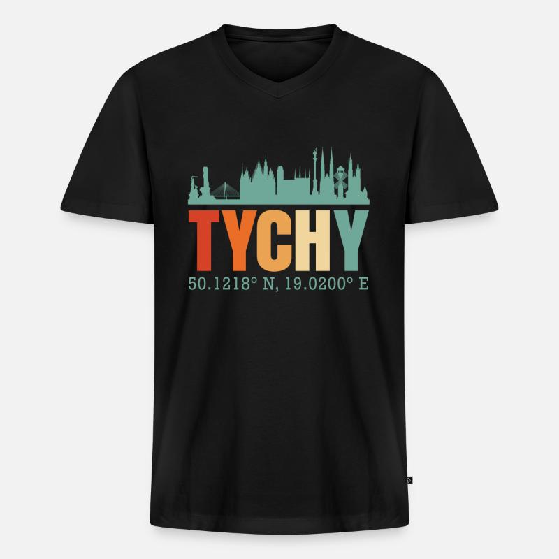 Polen Tychy Skyline - Männer Premium Bio T-Shirt mit V-Ausschnitt - Schwarz