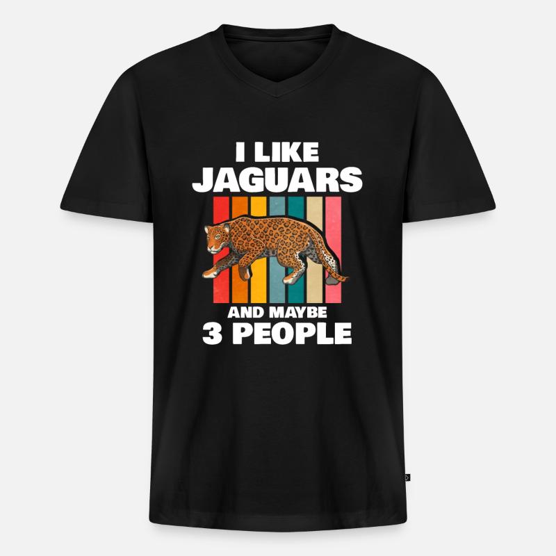 Jaguar - Männer Premium Bio T-Shirt mit V-Ausschnitt - Schwarz
