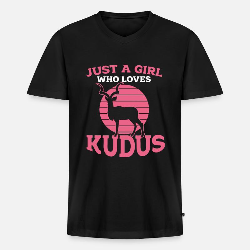 Kudu - Männer Premium Bio T-Shirt mit V-Ausschnitt - Schwarz
