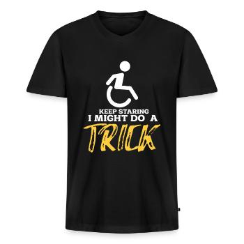 wheelchair - Men's Premium Organic T-shirt with V-neck - black - Front - Nico (187cm)