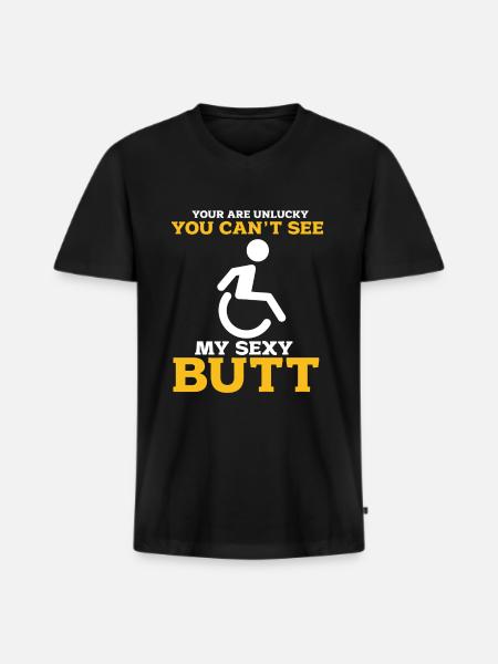 Rollstuhl - Männer Premium Bio T-Shirt mit V-Ausschnitt - Schwarz