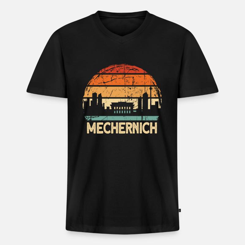 Mechernich - Männer Premium Bio T-Shirt mit V-Ausschnitt - Schwarz