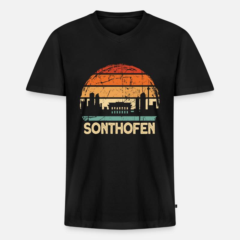 Sonthofen - Männer Premium Bio T-Shirt mit V-Ausschnitt - Schwarz