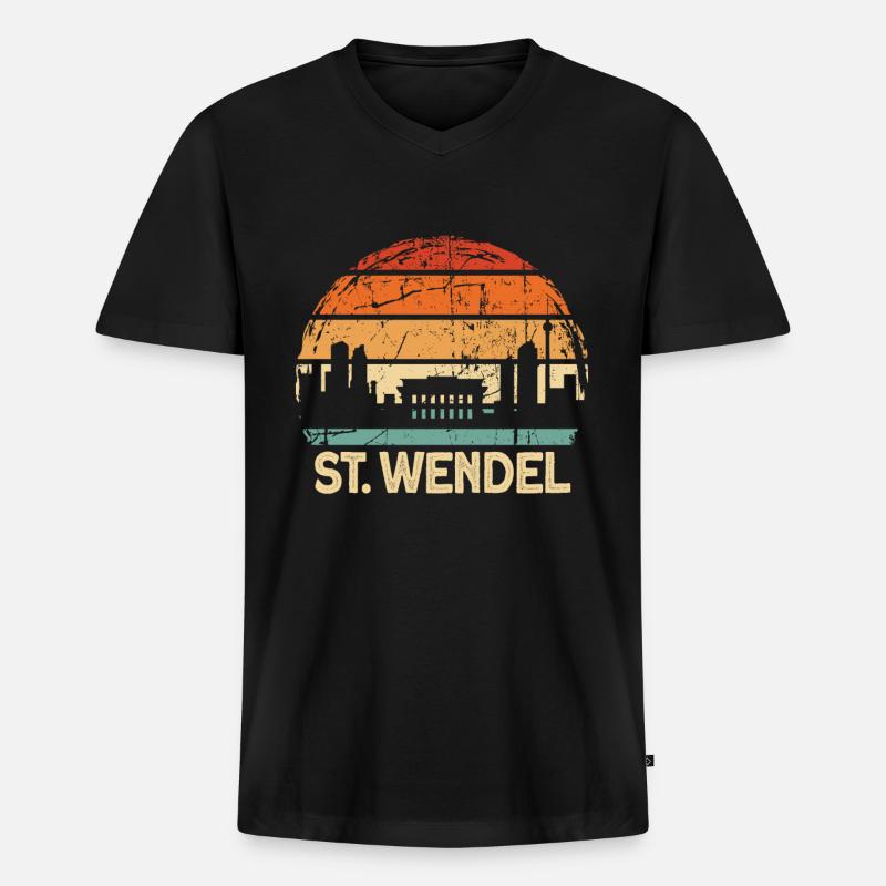 St. Wendel - Männer Premium Bio T-Shirt mit V-Ausschnitt - Schwarz