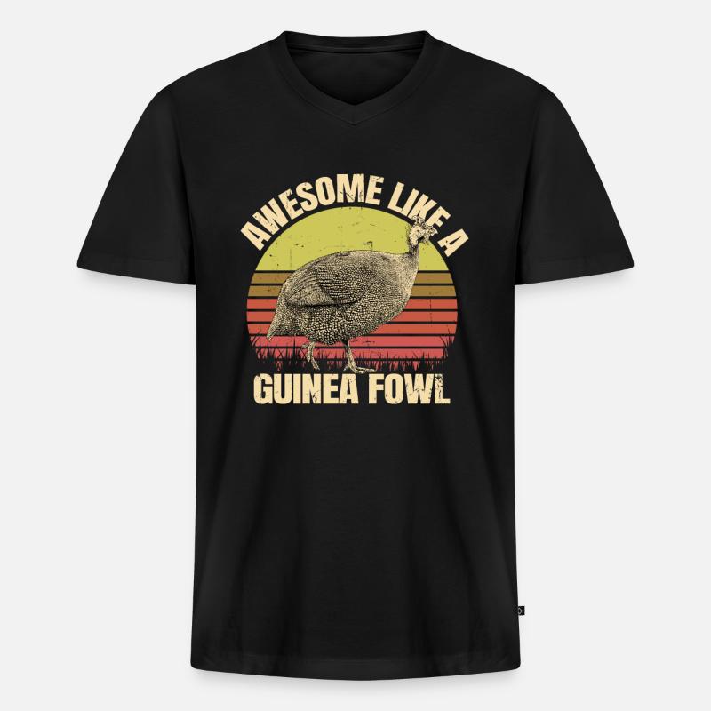 Perlhuhn - Männer Premium Bio T-Shirt mit V-Ausschnitt - Schwarz
