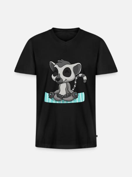 Yoga Lemur - Men's Premium Organic T-shirt with V-neck - black