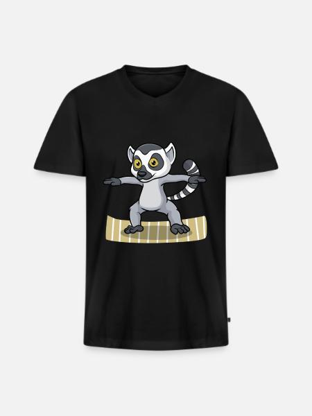 Yoga des lémuriens - T-shirt encolure en V Premium bio Homme - noir