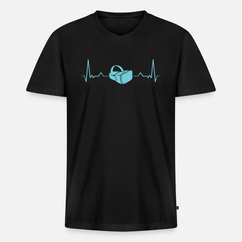 Virtual Reality VR Geschenk - Männer Premium Bio T-Shirt mit V-Ausschnitt - Schwarz