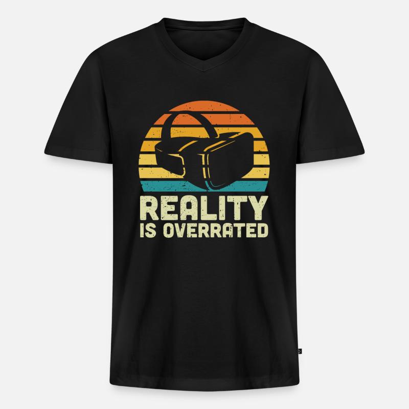 Virtual Reality VR Geschenk - Männer Premium Bio T-Shirt mit V-Ausschnitt - Schwarz
