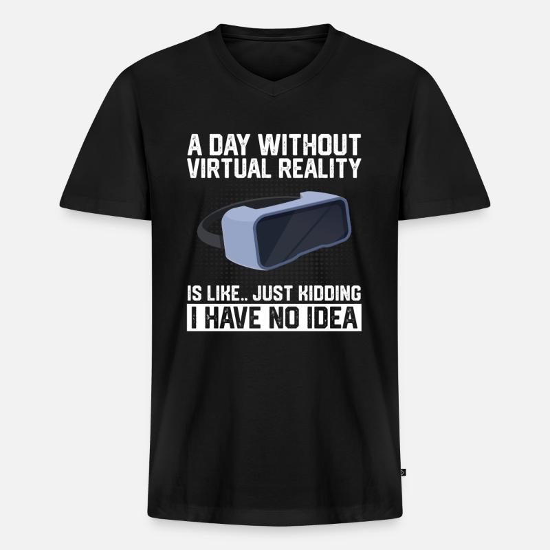 Virtual Reality VR Geschenk - Männer Premium Bio T-Shirt mit V-Ausschnitt - Schwarz