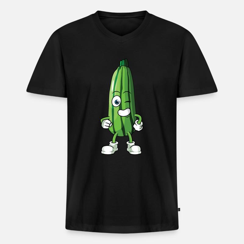 Zucchini - Männer Premium Bio T-Shirt mit V-Ausschnitt - Schwarz