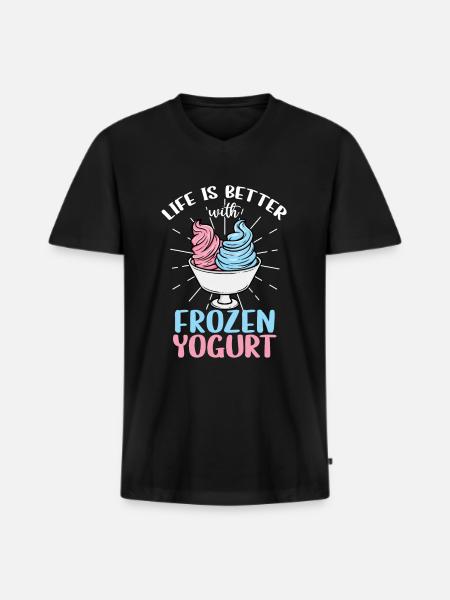 Life is better with frozen yogurt - Men's Premium Organic T-shirt with V-neck - black