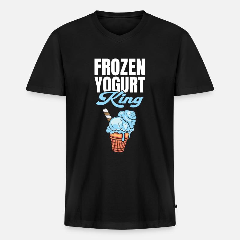 Frozen Yogurt King - Männer Premium Bio T-Shirt mit V-Ausschnitt - Schwarz