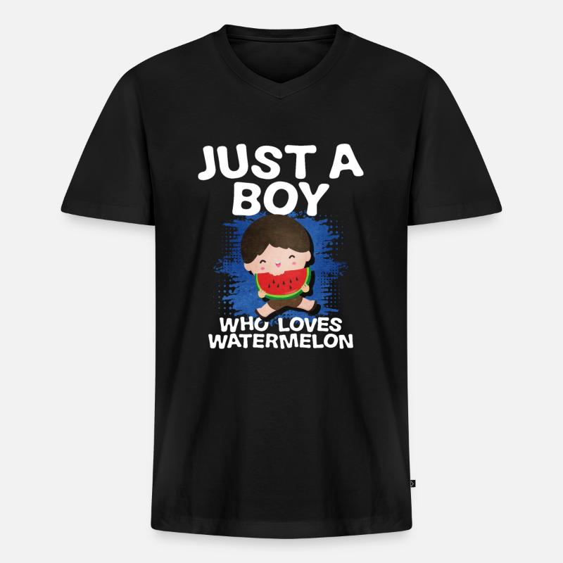 Wassermelone - Männer Premium Bio T-Shirt mit V-Ausschnitt - Schwarz