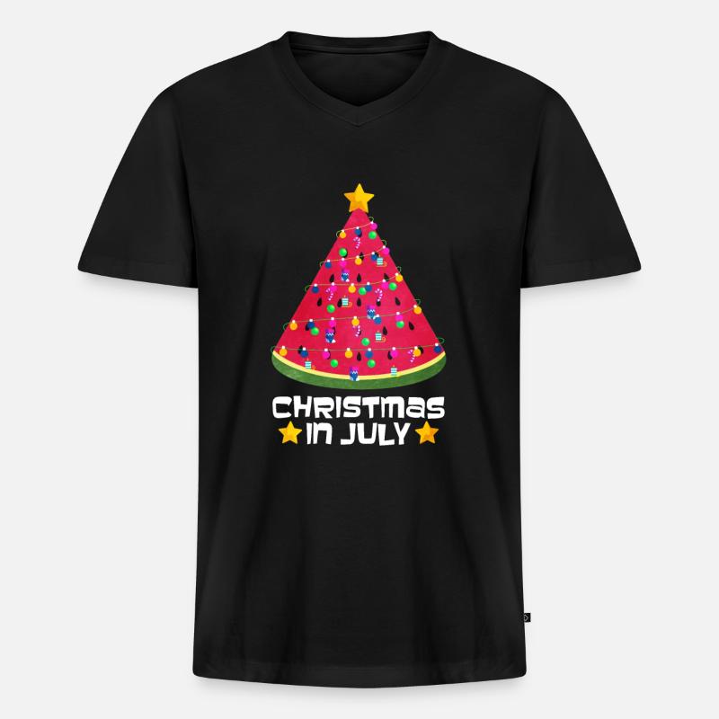 Wassermelone - Männer Premium Bio T-Shirt mit V-Ausschnitt - Schwarz