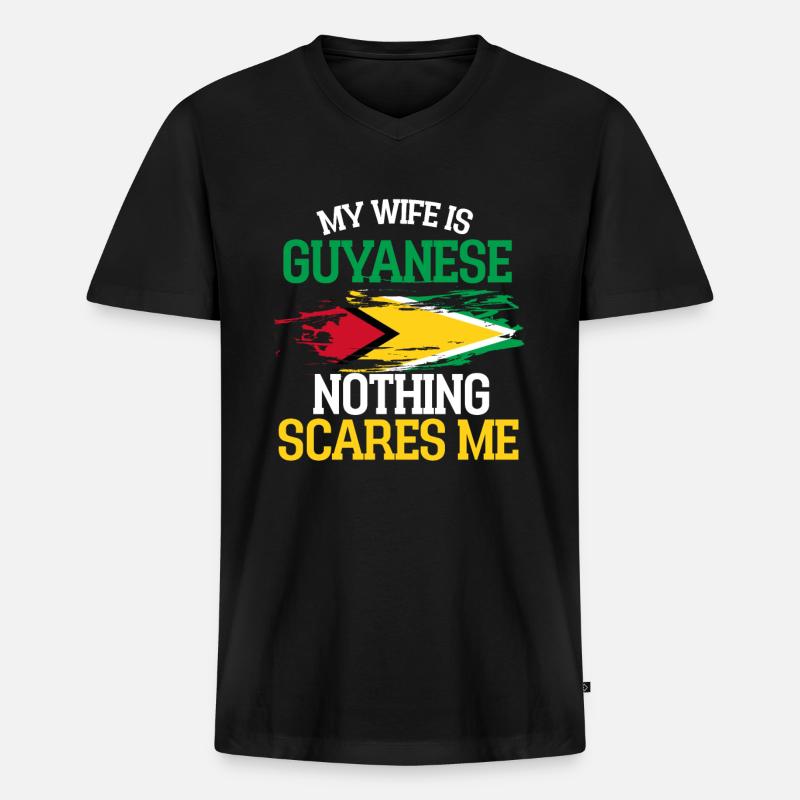 Guyana - Männer Premium Bio T-Shirt mit V-Ausschnitt - Schwarz