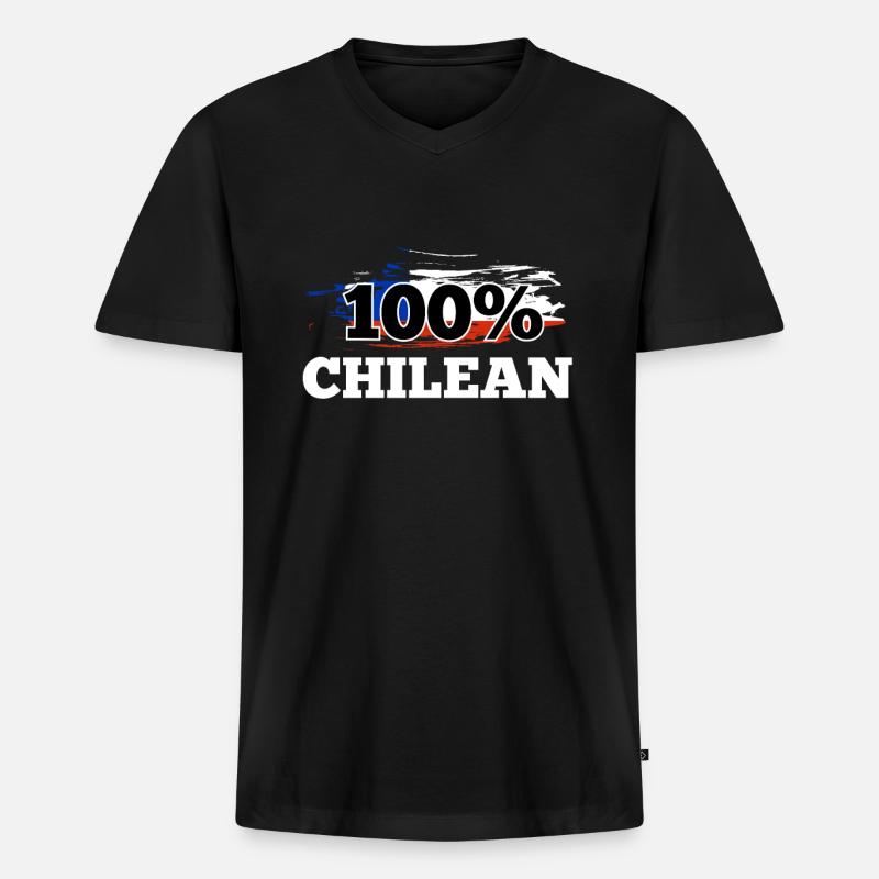 Chile - Männer Premium Bio T-Shirt mit V-Ausschnitt - Schwarz