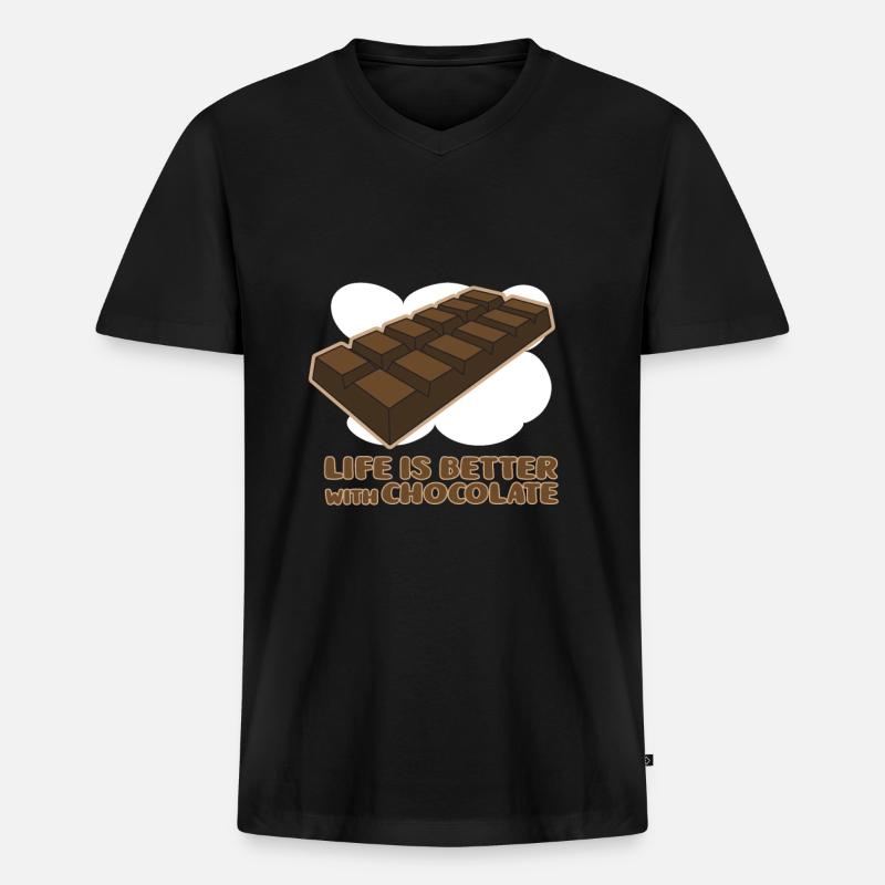 Schokolade - Männer Premium Bio T-Shirt mit V-Ausschnitt - Schwarz