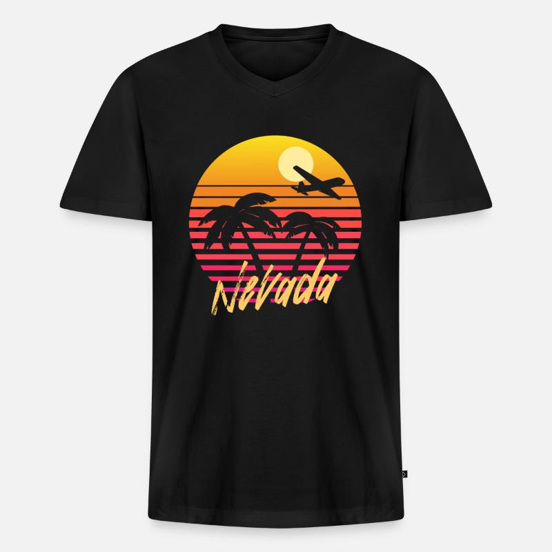 Nevada - Männer Premium Bio T-Shirt mit V-Ausschnitt - Schwarz