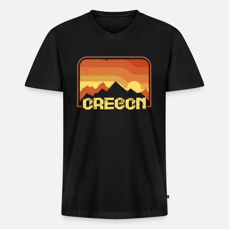 Oregon - Männer Premium Bio T-Shirt mit V-Ausschnitt - Schwarz