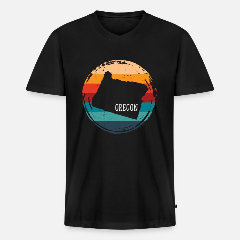 Oregon - Männer Premium Bio T-Shirt mit V-Ausschnitt - Schwarz