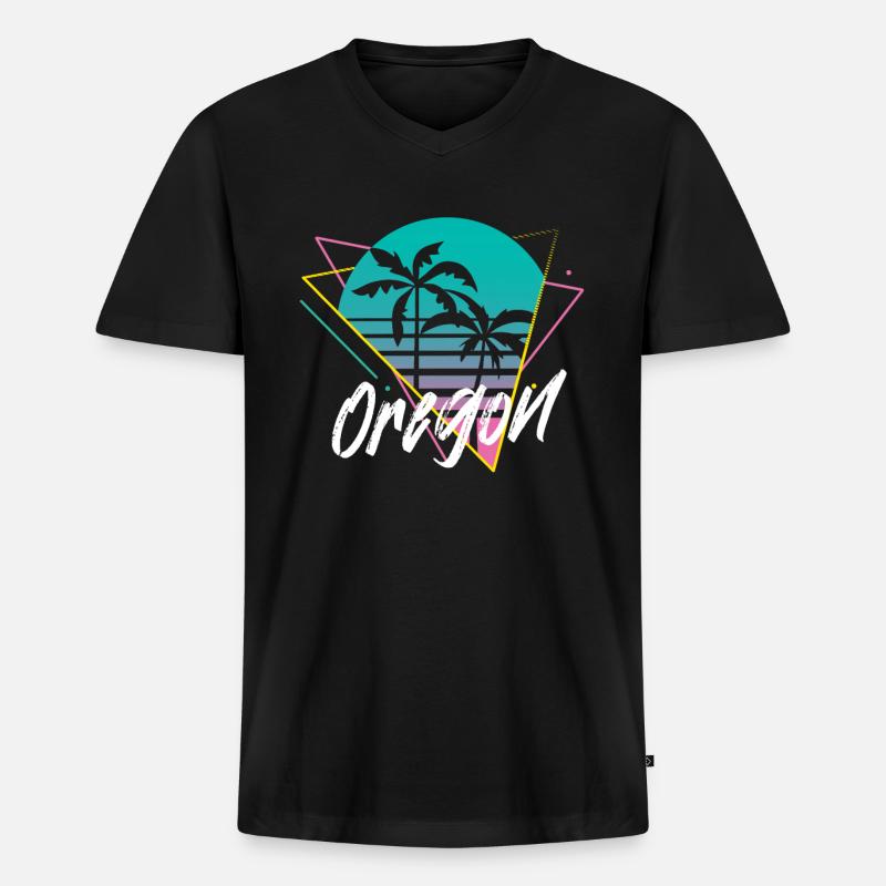 Oregon - Männer Premium Bio T-Shirt mit V-Ausschnitt - Schwarz