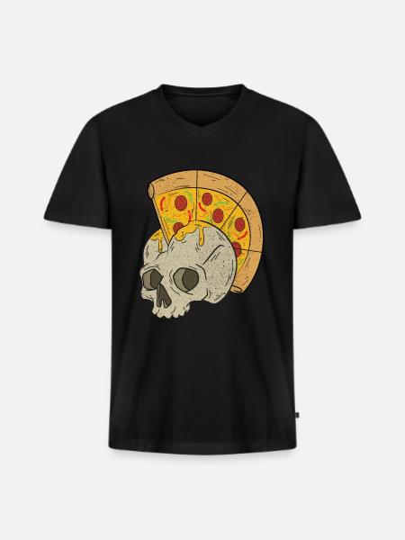 Skull Pizza - Men's Premium Organic T-shirt with V-neck - black