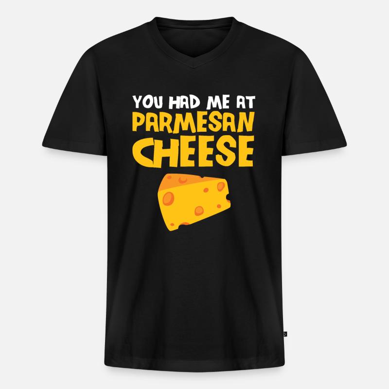 Parmesan - Männer Premium Bio T-Shirt mit V-Ausschnitt - Schwarz