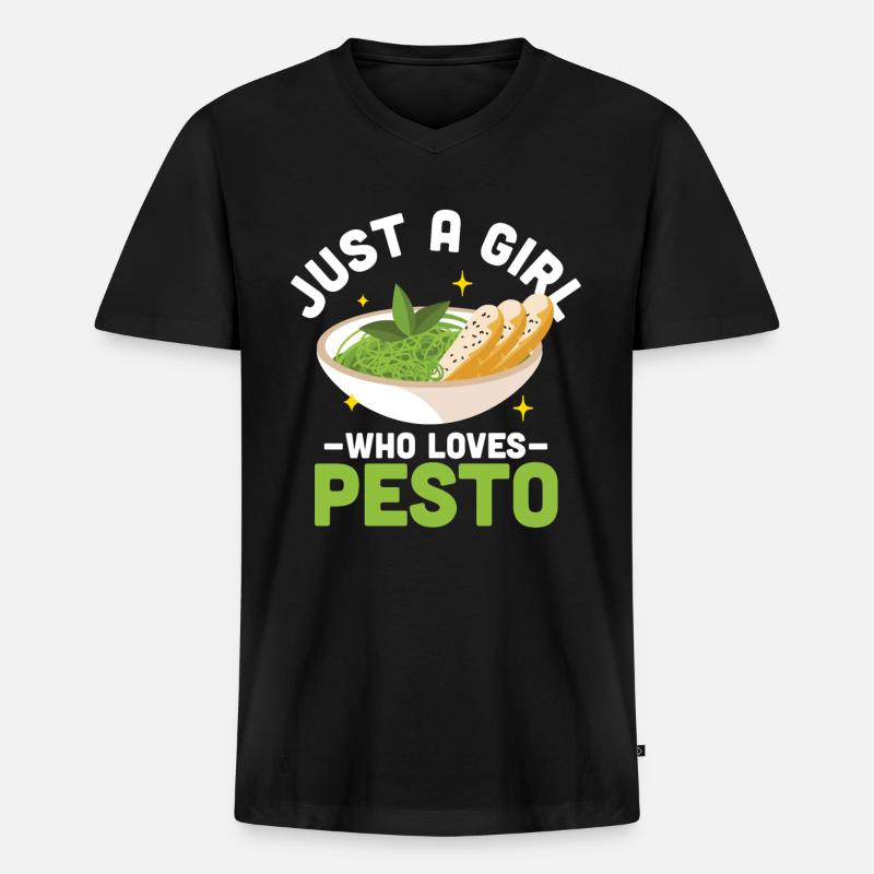 Pesto - Männer Premium Bio T-Shirt mit V-Ausschnitt - Schwarz