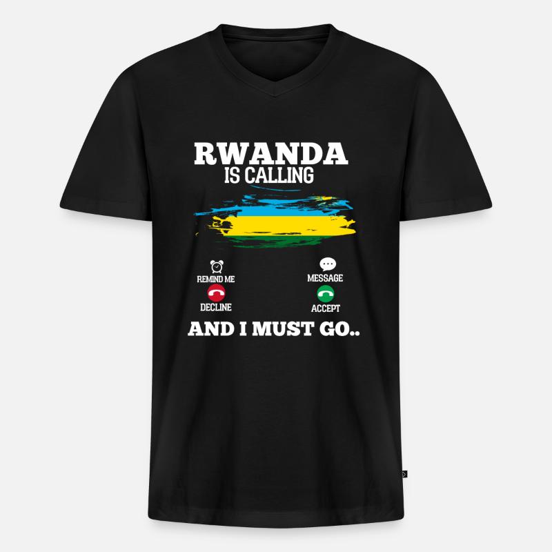 Rwanda - Männer Premium Bio T-Shirt mit V-Ausschnitt - Schwarz