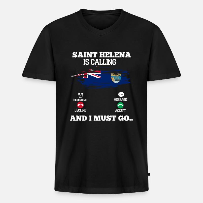 Saint Helena - Männer Premium Bio T-Shirt mit V-Ausschnitt - Schwarz