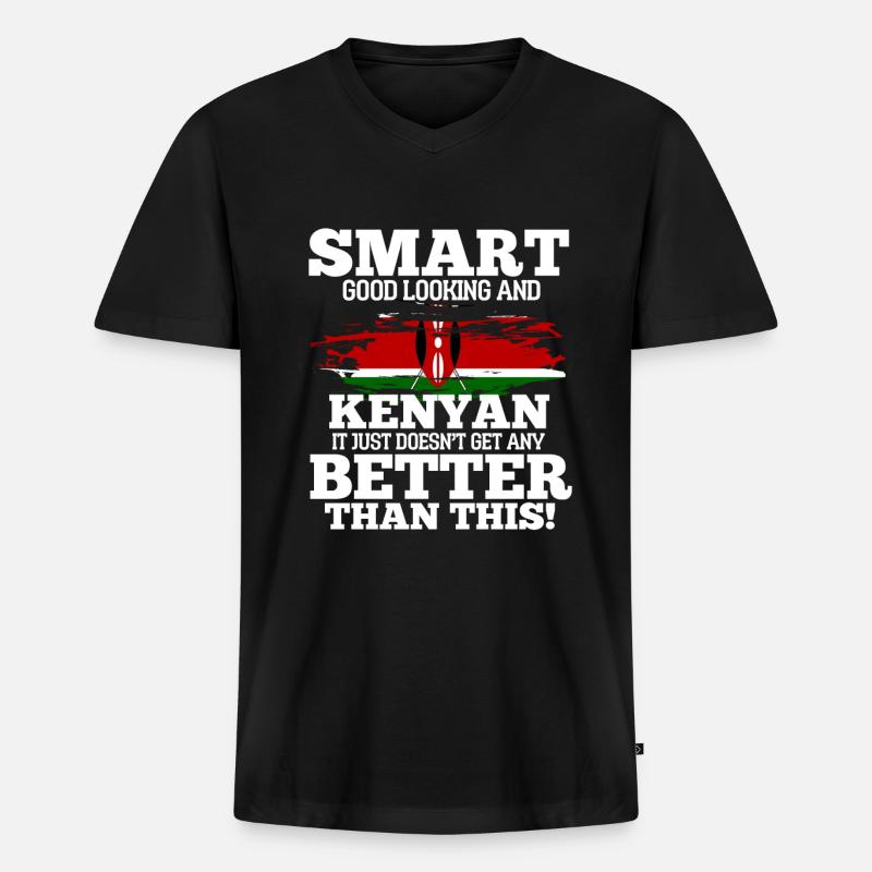 Kenia - Männer Premium Bio T-Shirt mit V-Ausschnitt - Schwarz