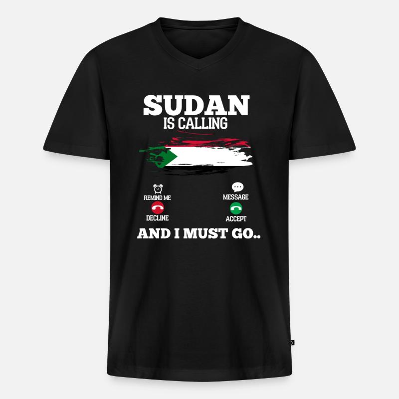 Sudan - Männer Premium Bio T-Shirt mit V-Ausschnitt - Schwarz
