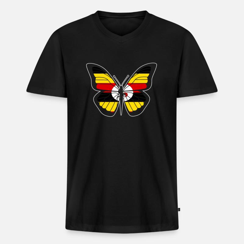 Uganda - Männer Premium Bio T-Shirt mit V-Ausschnitt - Schwarz