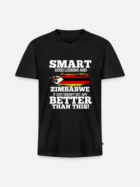 Simbabwe - Männer Premium Bio T-Shirt mit V-Ausschnitt - Schwarz