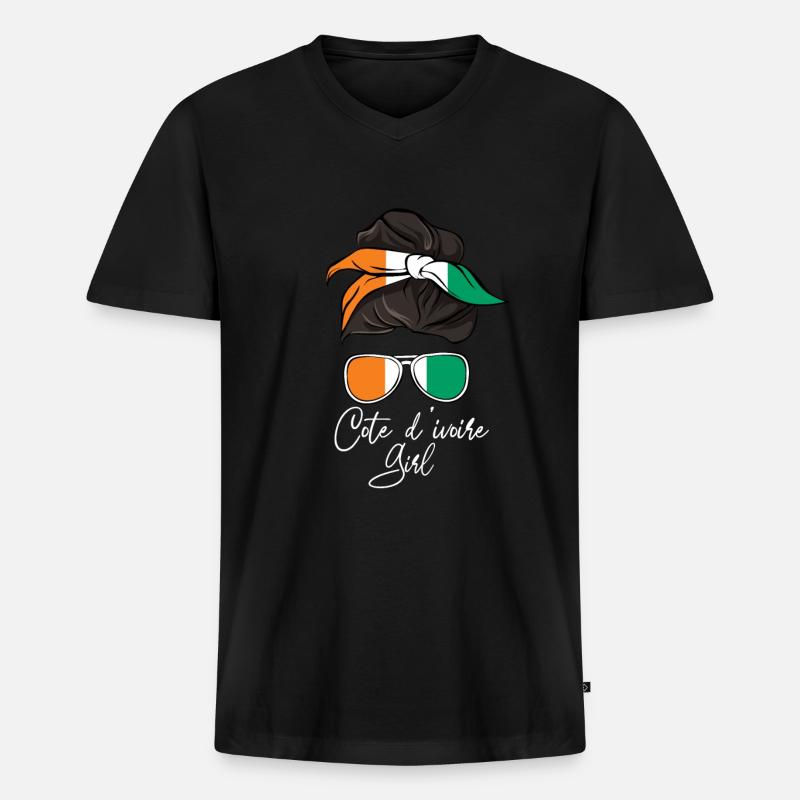 Elfenbeinküste - Männer Premium Bio T-Shirt mit V-Ausschnitt - Schwarz