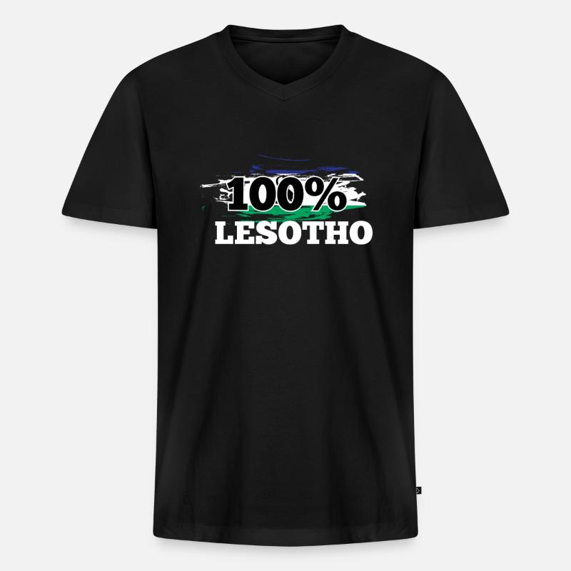 Lesotho - Männer Premium Bio T-Shirt mit V-Ausschnitt - Schwarz