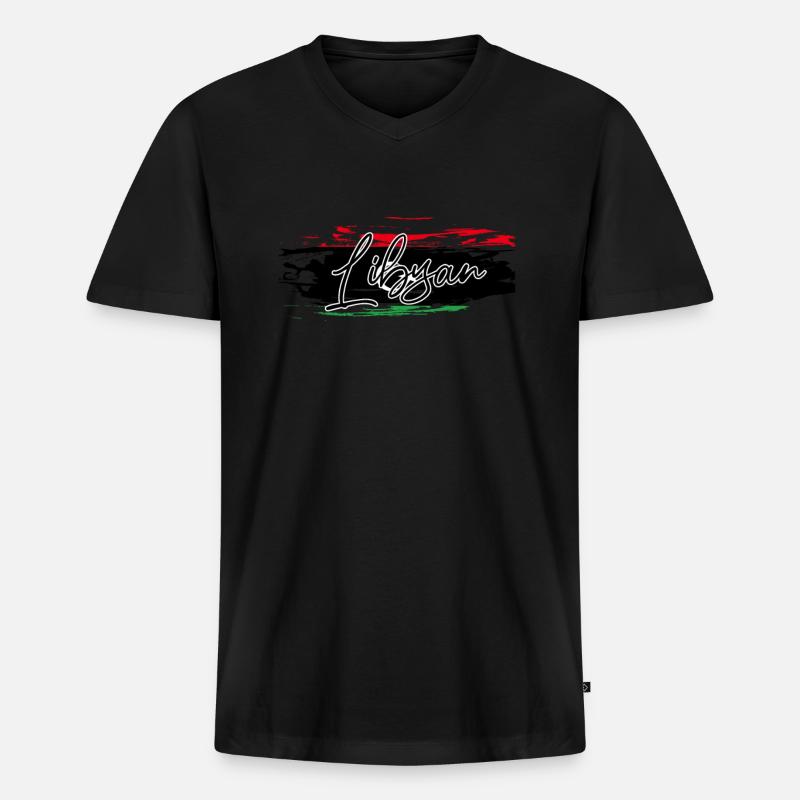 Libya - Männer Premium Bio T-Shirt mit V-Ausschnitt - Schwarz