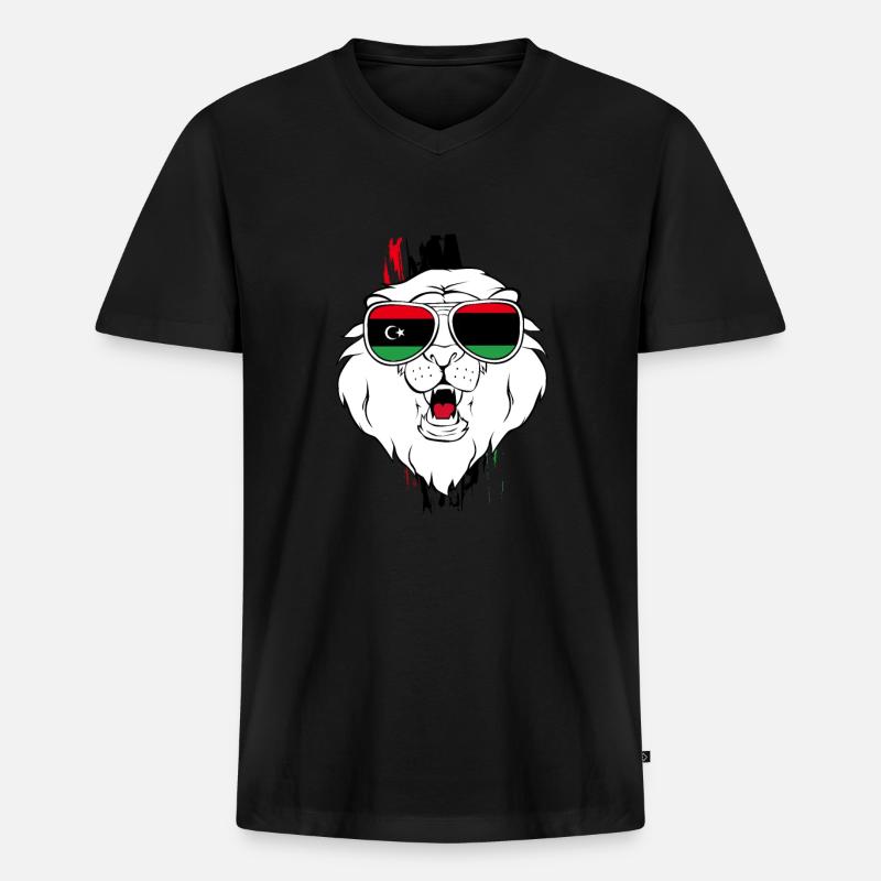 Libya - Männer Premium Bio T-Shirt mit V-Ausschnitt - Schwarz