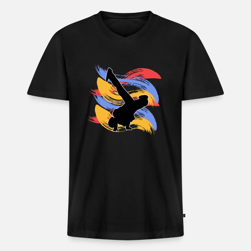 Breakdancing - Männer Premium Bio T-Shirt mit V-Ausschnitt - Schwarz