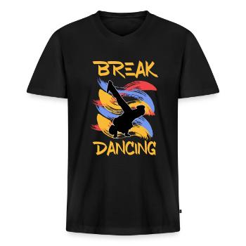 Breakdancing - Men's Premium Organic T-shirt with V-neck - black - Front - Nico (187cm)