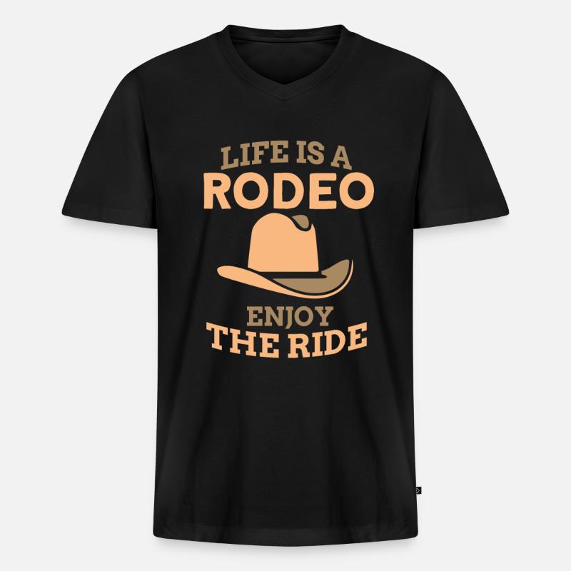 Rodeo - Männer Premium Bio T-Shirt mit V-Ausschnitt - Schwarz