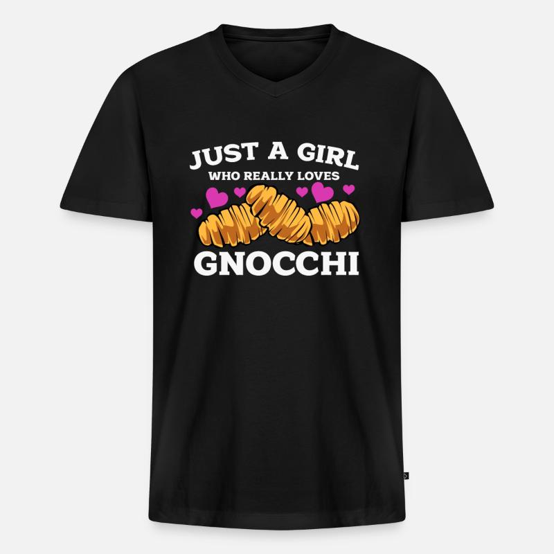 Gnocchi - Männer Premium Bio T-Shirt mit V-Ausschnitt - Schwarz