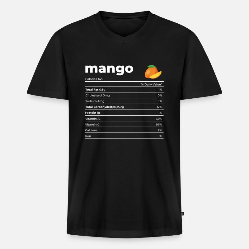 Nutrion Fakten Mango - Männer Premium Bio T-Shirt mit V-Ausschnitt - Schwarz