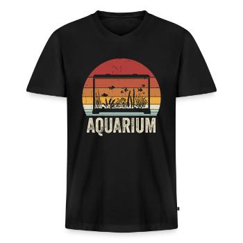 Aquarium - Männer Premium Bio T-Shirt mit V-Ausschnitt - Schwarz - Vorne - Nico (187cm)