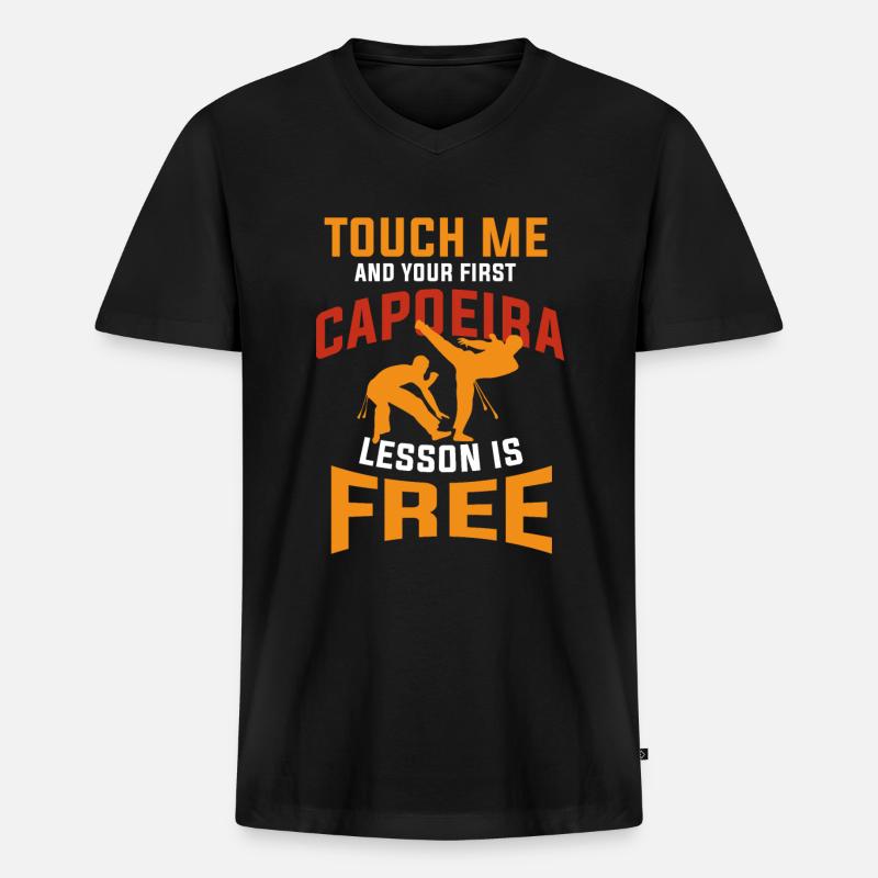 Caopeira - Männer Premium Bio T-Shirt mit V-Ausschnitt - Schwarz