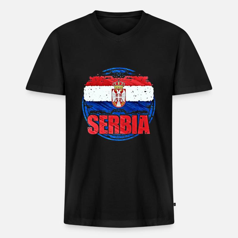 Serbien - Männer Premium Bio T-Shirt mit V-Ausschnitt - Schwarz