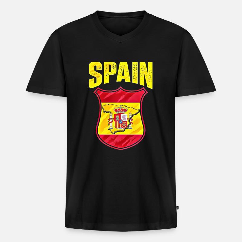 Spanien - Männer Premium Bio T-Shirt mit V-Ausschnitt - Schwarz