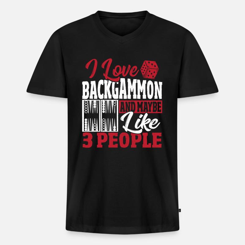 Backgammon - Männer Premium Bio T-Shirt mit V-Ausschnitt - Schwarz
